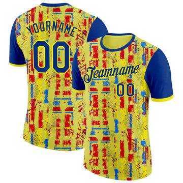 Custom Yellow Royal Red-Light Yellow Spain Abstract Performance T-Shirt