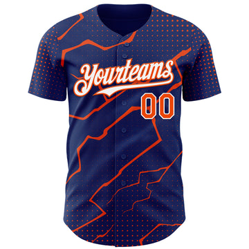Custom Royal Orange-White 3D Pattern Design Lightning Polka Dot Authentic Baseball Jersey