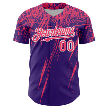 Custom Purple Neon Pink-White Distressed Scratch Brush Stroke Authentic Baseball Jersey