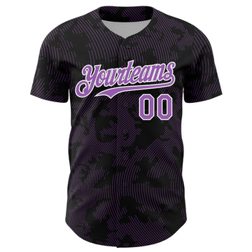 Custom Black Medium Purple-White Curve Lines Authentic Baseball Jersey