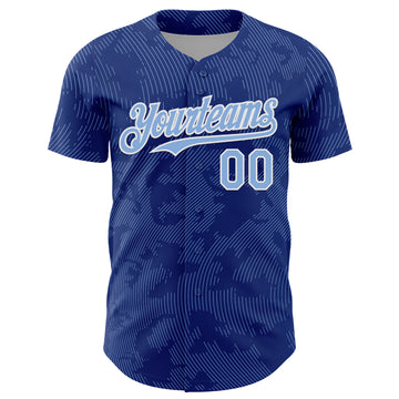 Custom Royal Light Blue-White Curve Lines Authentic Baseball Jersey