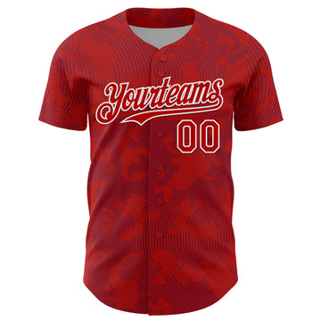 Custom Red Royal-White Curve Lines Authentic Baseball Jersey