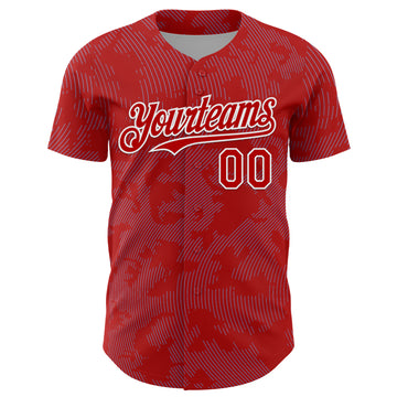 Custom Red Light Blue-White Curve Lines Authentic Baseball Jersey