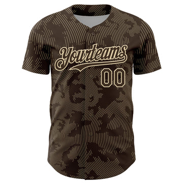 Custom Brown Cream Curve Lines Authentic Baseball Jersey