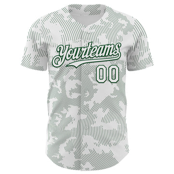 Custom White Green Curve Lines Authentic Baseball Jersey