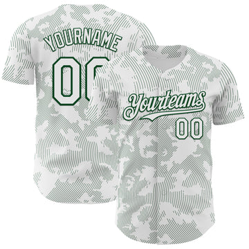 Custom White Green Curve Lines Authentic Baseball Jersey
