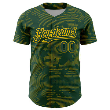 Custom Green Yellow Curve Lines Authentic Baseball Jersey