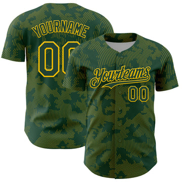 Custom Green Yellow Curve Lines Authentic Baseball Jersey