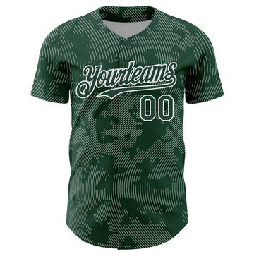 Custom Green White Curve Lines Authentic Baseball Jersey