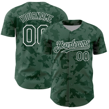 Custom Green White Curve Lines Authentic Baseball Jersey