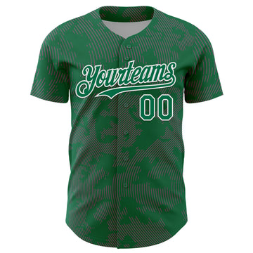 Custom Kelly Green Pink-White Curve Lines Authentic Baseball Jersey