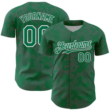 Custom Kelly Green Pink-White Curve Lines Authentic Baseball Jersey