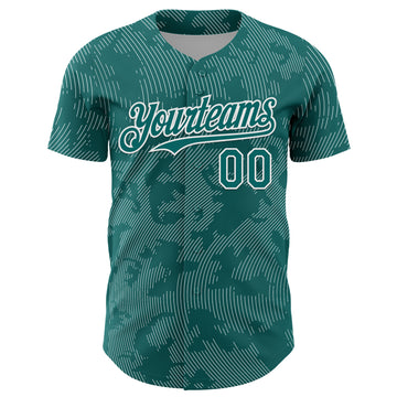 Custom Teal White Curve Lines Authentic Baseball Jersey