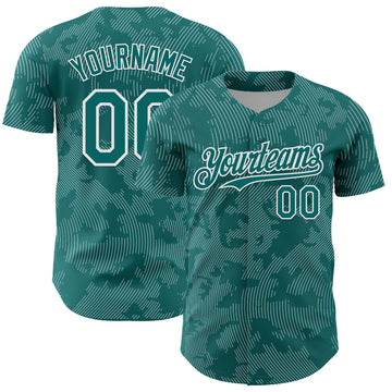 Custom Teal White Curve Lines Authentic Baseball Jersey