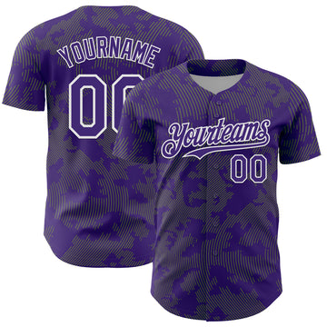 Custom Purple Neon Green-White Curve Lines Authentic Baseball Jersey