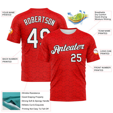 Custom Fire Red White-Black 3D Pattern Tone-on-Tone Minimalist Sytle Performance T-Shirt