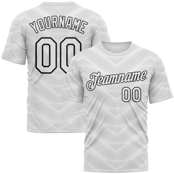 Custom White-Black 3D Pattern Geometric Chevron Texture Performance T-Shirt
