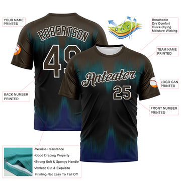 Custom Brown Black Royal-White 3D Pattern Bermuda Playa Fade Effect Performance T-Shirt