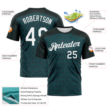 Custom Midnight Green-White 3D Pattern Diamond Performance T-Shirt
