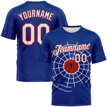 Custom Royal White-Red 3D Pattern Spiderman Performance T-Shirt