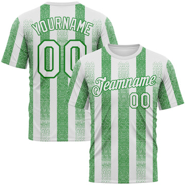 Custom White-Grass Green 3D Pattern Vertical Stripe Grunge Texture Classic Performance T-Shirt