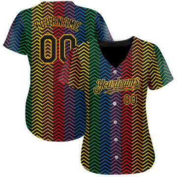 Custom Rainbow For Pride Month Love Is Love LGBT 3D Authentic Baseball Jersey