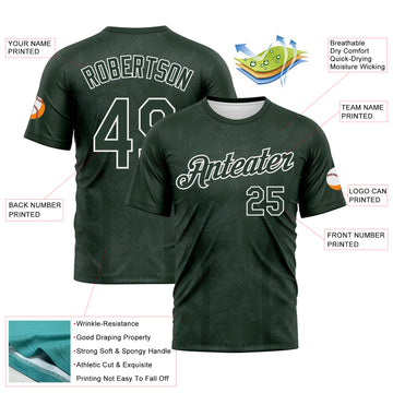 Custom Green-White Geometric Sportswear Performance T-Shirt