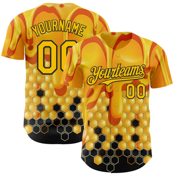 Custom Yellow-Black Foodie Food Honey Bee Authentic Baseball Jersey
