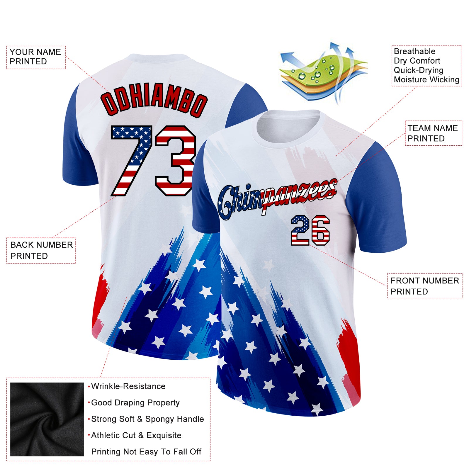 Red and Blue Graphic - Custom Kids Soccer Jerseys Design White