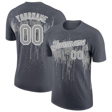 Custom Steel Gray Gray-White Dripping Splatter Paint Performance T-Shirt