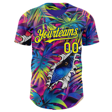 Custom Purple Light Yellow-Royal Cyber Tropical Palm Trees Music Festival Gothic Fantasy Authentic Baseball Jersey