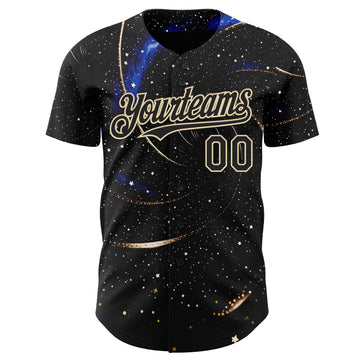 Custom Black-Cream Galaxy Star Authentic Baseball Jersey