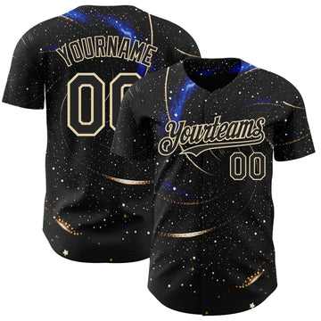 Custom Black-Cream Galaxy Star Authentic Baseball Jersey