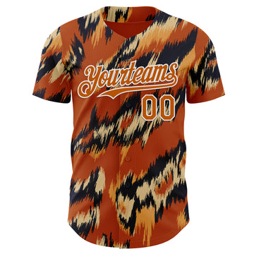 Custom Texas Orange Black-White Leopard Print Authentic Baseball Jersey