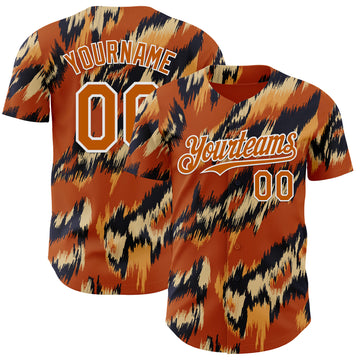 Custom Texas Orange Black-White Leopard Print Authentic Baseball Jersey