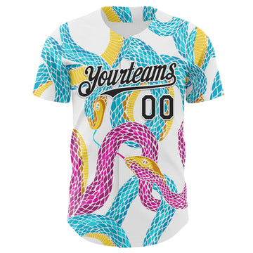 Custom White-Black Animal Snake Skin Authentic Baseball Jersey