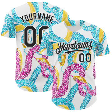 Custom White-Black Animal Snake Skin Authentic Baseball Jersey