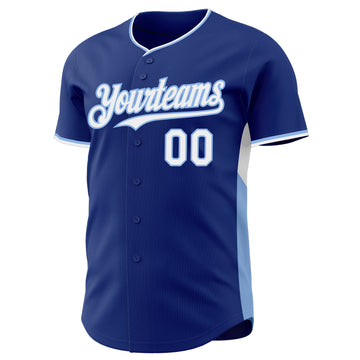 Custom Royal White-Light Blue Classic Color Block Side Panel Stripe Authentic Baseball Jersey