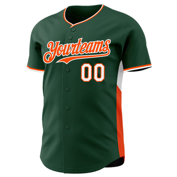 Custom Green Orange-White Classic Color Block Side Panel Stripe Authentic Baseball Jersey