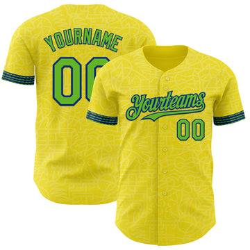 Custom Light Yellow Aurora Green-Royal Brazil Style Authentic Baseball Jersey