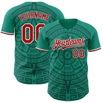 Custom Green Red-White Mexico Style Authentic Baseball Jersey