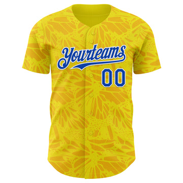 Custom Yellow Thunder Blue-White Colombia Style Authentic Baseball Jersey