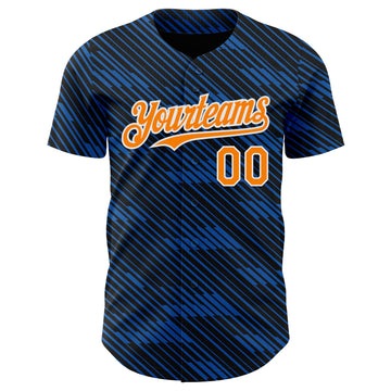 Custom Black Bay Orange Royal-White France Style Authentic Baseball Jersey