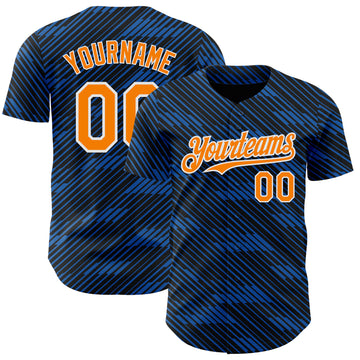 Custom Black Bay Orange Royal-White France Style Authentic Baseball Jersey