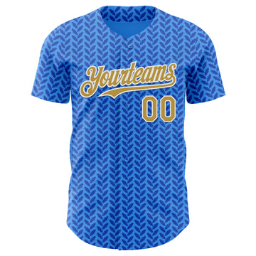 Custom Blue Old Gold-White Italy Style Authentic Baseball Jersey