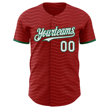 Custom Red White-Kelly Green Portugal Style Authentic Baseball Jersey