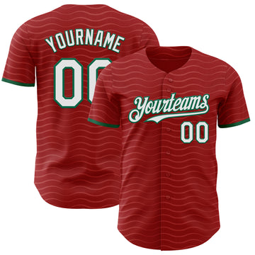 Custom Red White-Kelly Green Portugal Style Authentic Baseball Jersey