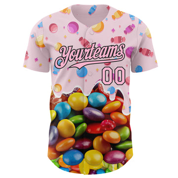 Custom Light Pink-Black Candy Ice Cream Sweet Sugar Authentic Baseball Jersey