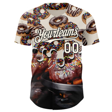 Custom Cream-Black Ice Cream Donut  Foodie Dessert Authentic Baseball Jersey