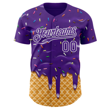 Custom Purple-White Ice Cream Waffle Foodie Dessert Authentic Baseball Jersey